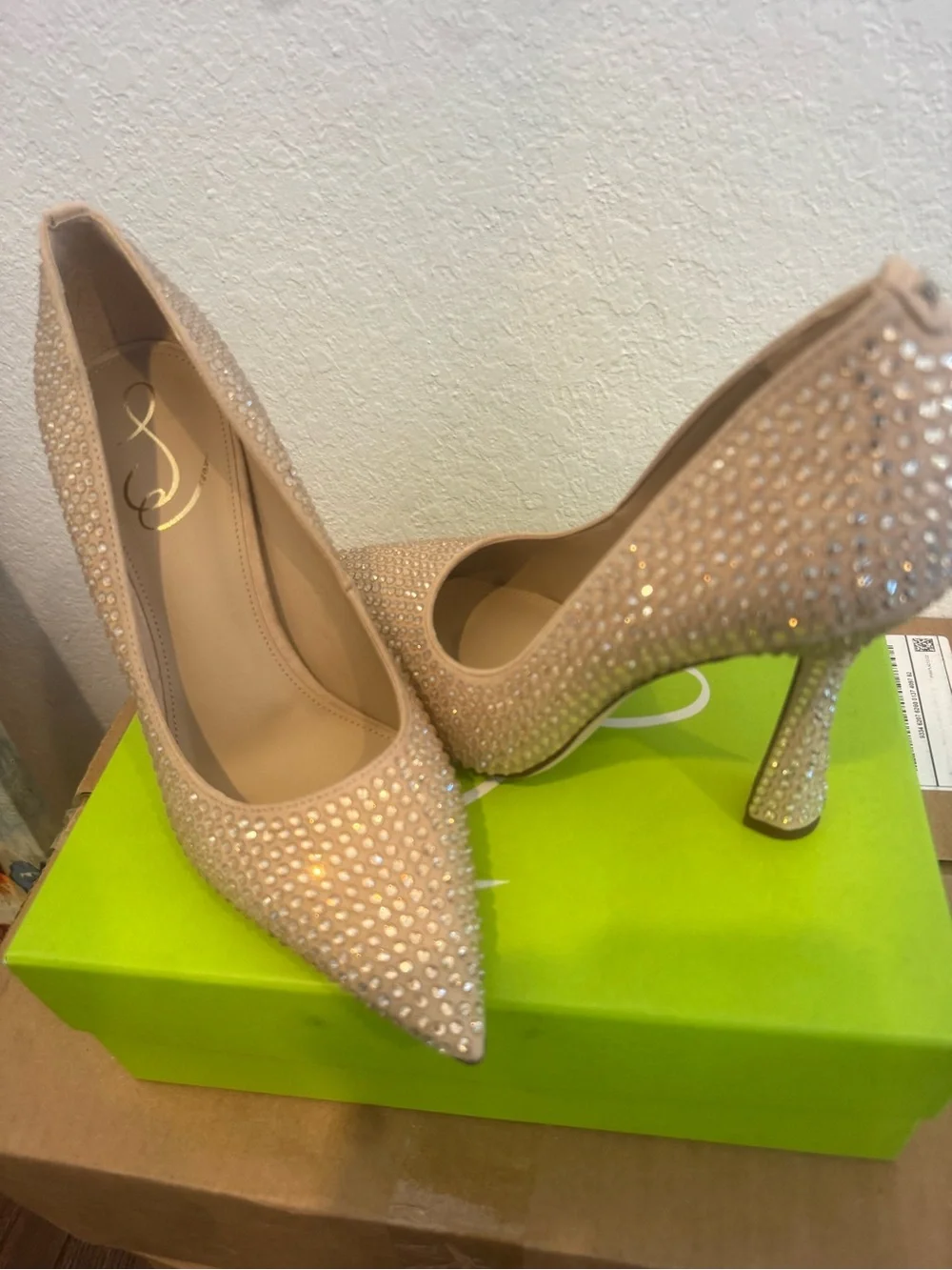 Sam Edelman Sz 8.5 Antonia Glitz Sesame Seed Pumps